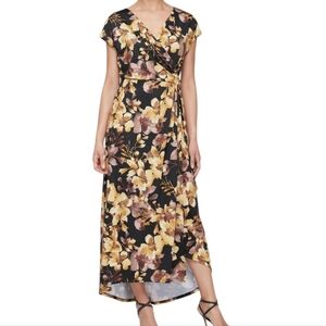 SLNY Orange V-Neck Flutter Sleeve Dress, SIZE 6